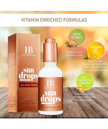 HauteBronze Sun Drops Self Tan Anti-Aging Serum - 50ml for All Skin Tones - Buy Online on SooperMarket.com