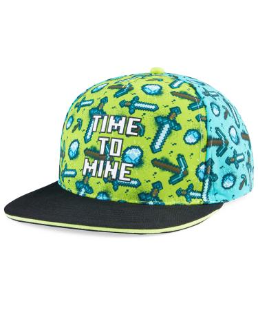 Minecraft Baseball Cap Snapback Cap Children Boys Basecap Cap Cap Trendy Bucket Has Children and Baseball cap Fischerhut young girls Unity size green/blue