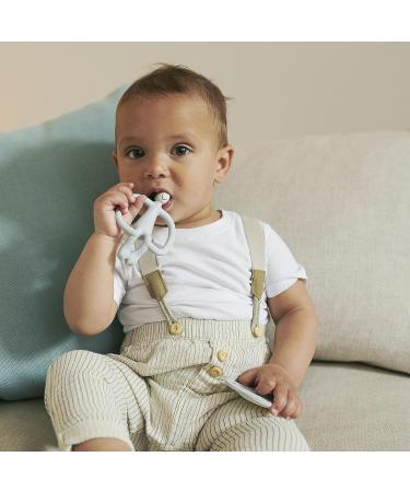Matchstick Monkey Antimicrobial Teething Starter Set - Flat Face & Animal Teethers, Silicone Finger Toothbrushes - Grey Monkey Set for Babies 3 Months - Buy Online on SooperMarket.com