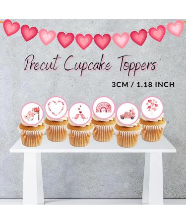 PRECUT Pink Valentines Day Mini Cupcake Toppers Love You Edible Cake Topper Edible Valentine Cake Decorations Proposal Decorations Engagement Cake Decoration Cute Anniversary Cake Toppers (48) - Buy Online on SooperMarket.com