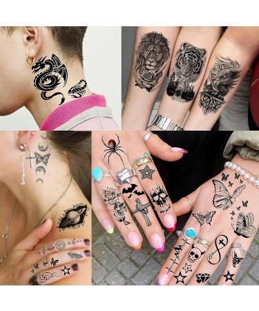 3D Black Skull Halloween Temporary Tattoos - 59 Sheets | Long Lasting Fake Tattoos for Adults & Kids - Realistic Owl, Wolf, Lion, Tiger, Devil | Body Art Stickers - Buy Online on SooperMarket.com