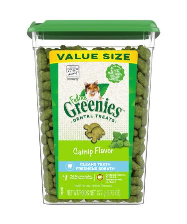 FELINE GREENIES Natural Dental Care Cat Treats, Catnip Flavor, All bag sizes 9.75 Ounce (Pack of 1)