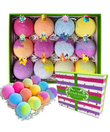 Purelis Kids Bath Bombs with Toy Surprises Inside! 12 XL Surprise Bath Bombs for Boys and Girls Birthday Bath Bomb Set for Children of All Ages