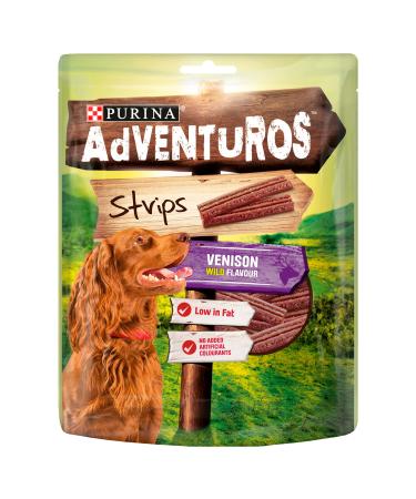 Adventuros Strips Dog Treat Venison Flavour 90g Pack of 6 Venison 540 g (Pack of 1)