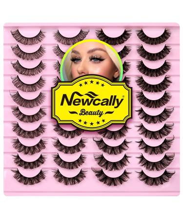 Newcally 20 Pairs D Curl Mink False Eyelashes - Fluffy Natural Look Russian Strip Lashes - Buy Online on SooperMarket.com