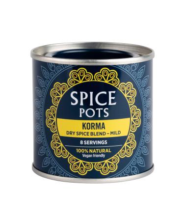 Spice Pots - Korma Powder - 100% Natural Ingredients - Gluten Free & Vegan Curry Powder - Dry Spice Blend (Mild Heat) - 40g Pot (8 Servings) Korma 40.00 g (Pack of 1)