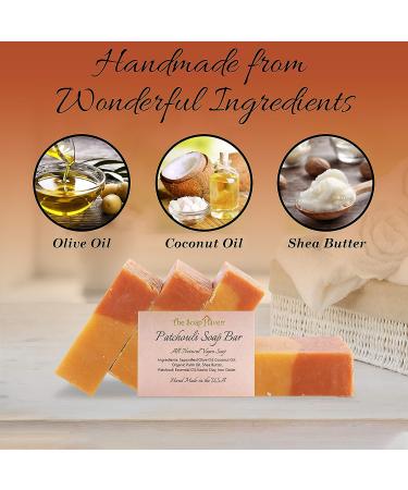 Patchouli Soap - Handmade in USA with 100% Natural Non-GMO Ingredients - 4 Large 4.5 oz Bars - Buy Online on SooperMarket.com