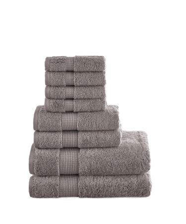 MANOR RIDGE Turkish Cotton 700 GSM 8 Piece Towel Set, Super Soft, Heavy Weight & Absorbent - 2 Bath Towels, 2 Hand Towels and 4 Washcloths, Taupe Taupe 8-Piece Towel Set