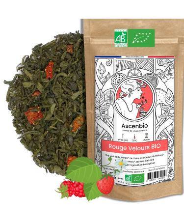 Ascenbio - Green Tea - Organic Velvet Red - 180g Bulk - Prepared and packaged in France - Biodegradable Packaging