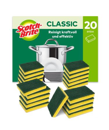 Scotch -Brite Classic cleaning sponge extra strong 20 pieces - hard -wearing cleaning sponge the fat and burnt -in dishes with ease removed sponge green - classic