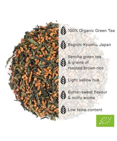 Organic Moya Gr n-Tee Genmaicha 60g - Loose Leaf Green Tea with Roasted Rice | Vegan-Friendly Japanese Genmai Cha | Gift-Ready Multicolored Metal Can - Buy Online on SooperMarket.com