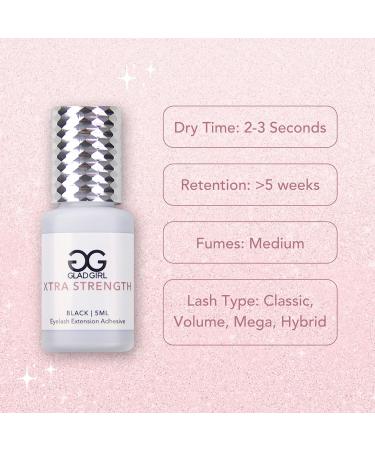 Eyelash Extension Glue by GladGirl | Xtra Strength False Lash Adhesive | Quick Dry 2-3 Sec | Low Viscosity | Extra Strong Hold | 2ml - Shop Internationally - Buy Online on SooperMarket.com