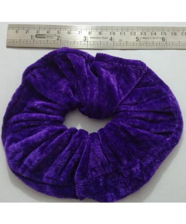 AADYA Pair of Extra Large (15CM) Velvet Hair SCRUNCHIES Elastic Scrunchy Hair BOBBLES (Purple)