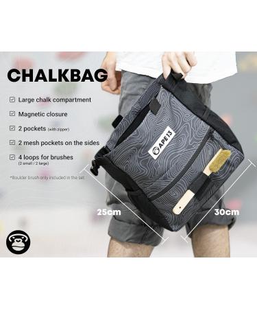 APE13 Chalkbag Boulder Set - Premium Chalk Bag Brush & Chalk for Bouldering - Perfect Gift & Ample Space for Accessories - Buy Online on SooperMarket.com