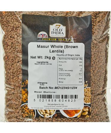Old India Masur Whole (Brown Lentils) 2kg - Premium Quality Lentils for Cooking - Buy Online on SooperMarket.com