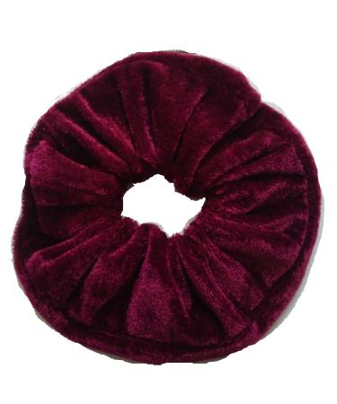 Aadya PAIR OF EXTRA LARGE (15CM) VELVET HAIR SCRUNCHIES ELASTIC SCRUNCHY HAIR BOBBLES (DARK BURGUNDY)