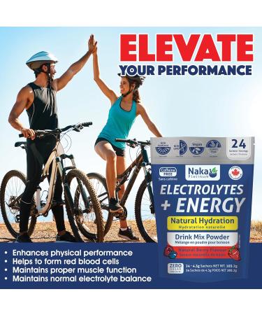 Naka Electrolytes + Energy Natural Hydration Drink Mix powder Berry Flavour Caffeine Free Botanical Boost with Beetroot Hawthorn Berry and Ginseng Made in Canada (24 sachets) - Buy Online on SooperMarket.com