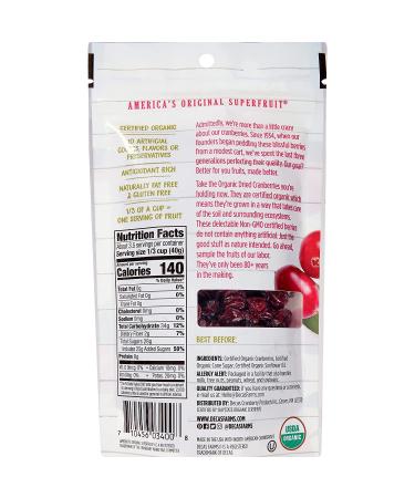 Decas Farms Organic Dried Cranberries 5oz - Premium Quality, Healthy Snack - Buy Online on SooperMarket.com
