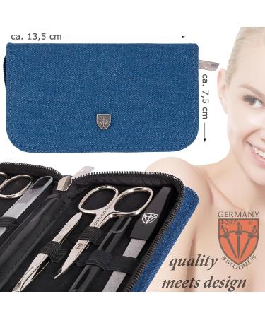 3 Swords Germany - brand quality 8 piece manicure pedicure grooming kit with glass nail file (490) BLUE - JEANS TEXTILE - Buy Online on SooperMarket.com