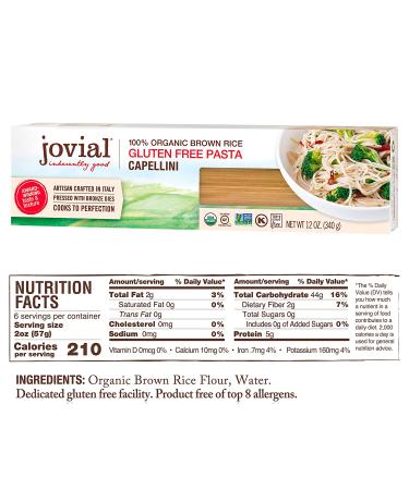 Jovial Brown Rice Pasta Capellini 12 oz | Gluten-Free & Organic - Buy Online on SooperMarket.com