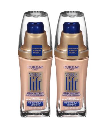 L'Oreal Paris Cosmetics Visible Lift Serum Absolute Foundation Nude Beige 1 Fl Oz (2 Count) 1 Fl Oz (Pack of 2) Nude Beige