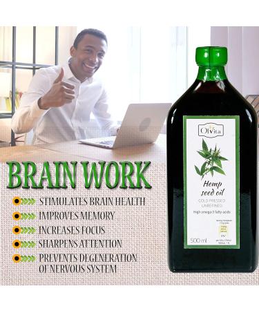 Ol Vita: Cold Pressed Hemp Seed Oil Raw Unrefined NO Additives Pure and Natural Supplement 500ml - Buy Online on SooperMarket.com