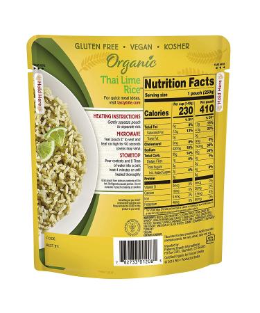 Tasty Bite Organic Thai Lime Rice - Ready to Eat, Vegan, 8.8 oz (Pack of 6) - Buy Online on SooperMarket.com
