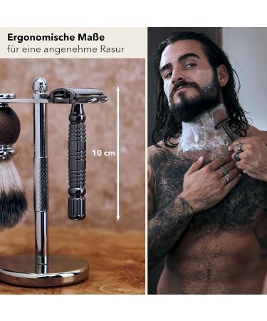 St rtebekker Premium Razor Hobel - Handmade Leather Etui | Vintage Wet Razor Set with 10 Blades & Mirror | Perfect Travel Shaving Gear - Buy Online on SooperMarket.com