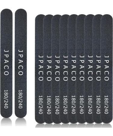 JPACO Nail Files 180 240 Grit Double Sided Emery Board Set - 12 Pack | For Natural, Acrylic, Poly Nail Gel Nails | Washable & Professional Manicure Tools - Buy Online on SooperMarket.com