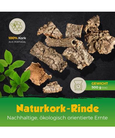 Kork-Deko Cork Bark Pieces I Aquarium Terrarium Decoration I Sachet 500g | Cleaned and disinfected - Buy Online on SooperMarket.com