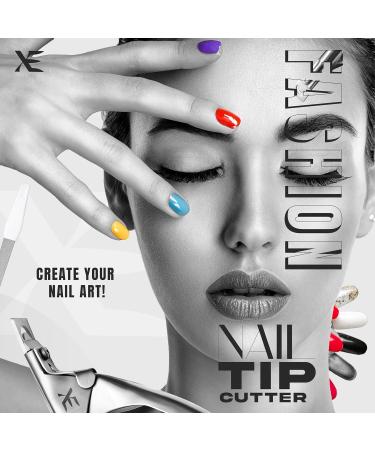 XE Stainless Steel False Nail Tip Clipper | Professional Nail Extension Tool with Coarse Nail File | Manicure Pedicure Acrylic Gel Trimmer - Buy Online on SooperMarket.com