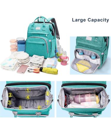 Buy SndMor Mint Green Diaper Backpack - Multifunctional Wrap Bag with Bed Function Stroller Hook & Large Capacity for Moms & Dads - Buy Online on SooperMarket.com