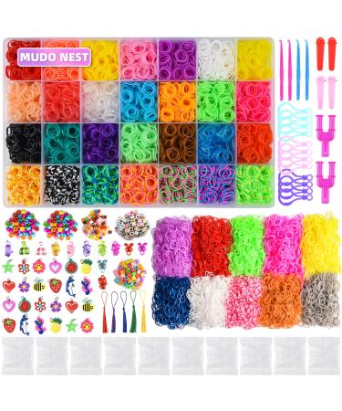 MUDO NEST 20000+Loom Bands Kit:19,000 DIY Rubber Bands Kits 38 Unique Colors500 Clips,40 CharmsLoom Bracelet Making Kits for Kids