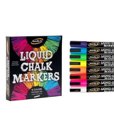 Chalk Markers - 8 Vibrant Colors, Erasable, Non-Toxic, Water-Based, Reversible Tips, Bright Colors For Kids & Adults for Glass or Chalkboard Markers for Businesses, Restaurants, or Use Liquid Chalk Markers on Any Non-Porous Surface