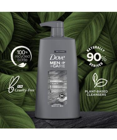 Dove Men+Care Charcoal + Clay Shampoo for Healthy Hair | 25.4 oz | Naturally Derived Plant-Based Cleanser - International Shipping Available - Buy Online on SooperMarket.com
