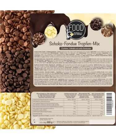 Buy 900g Belgian Chocolate for Fondue - Milk Bitter & White Mix - Perfect for Chocolate Fountains - 10 Individually Packaged Portion Bags - Buy Online on SooperMarket.com