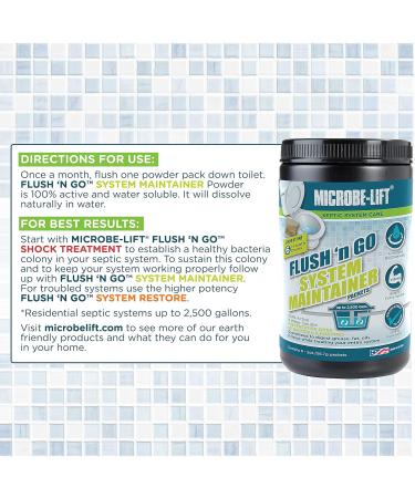 MICROBE-LIFT Septic Tank Treatment | Flush N Go System Maintainer | 6 Packets | Effective Waste Breakdown | International Shipping Available - Buy Online on SooperMarket.com