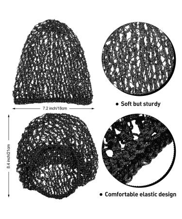 3-Piece Black Mesh Hair Net Set - Rayon Crochet Hair Nets, Knit Snood Hat, Crocheted Sleep Cap - Buy Online on SooperMarket.com