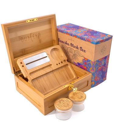 Wooden Stash Box Bundle, Rolling Tray, Jar, Rolling Kit, Rolling Tray Stash Box with Lock, Rolling Tray Bundle, Bamboo Rolling Tray with Lid, Accessories, Wood Storage Set, Locking Stash Box