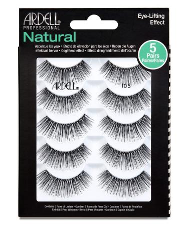 Ardell False Eyelashes Natural 105 Black  5 pairs pack Natural 105 Black 5 Pair (Pack of 1)