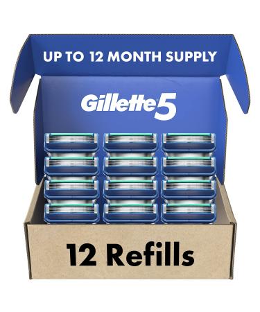 Gillette5 Mens Razor Blade Refills, 12 Count, Lubrastrip for a More Comfortable Shave