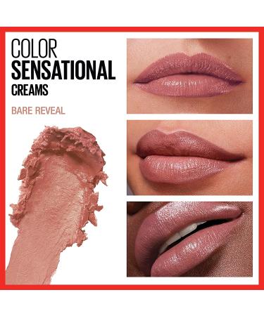 Maybelline Color Sensational Lipstick  Lip Makeup  Cream Finish  Hydrating Lipstick  Nude  Pink  Red  Plum Lip Color  Bare Reveal  0.15 oz; (Packaging May Vary) 177 BARE REVEAL - Buy Online on SooperMarket.com