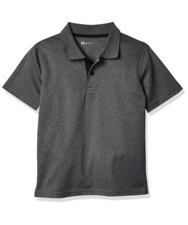 Under Armour Boys' Short Sleeve Ua Match Polo Collared Shirt, Chest Logo, Soft & Comfortable 4 Carbon Heather