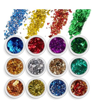 AOOWU Chunky Glitter 12 Colors 3D Nail Art Glitter Sequins for Nail Art Decoration Festival Nail Glitter Powder Holographic Cosmetic Glitter for Face Body Eye Hair Nail and DIY Art (17)