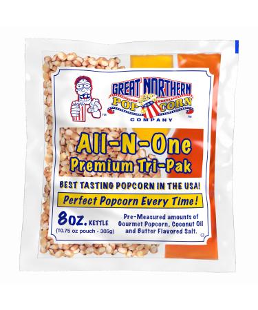 GREAT NORTHERN POPCORN COMPANY - Popcorn Packs, Pre-Measured, Movie Theater Style, All-in-One Kernel, Salt, Oil Packets for Popcorn Machines, 8 Ounce (Pack of 24)