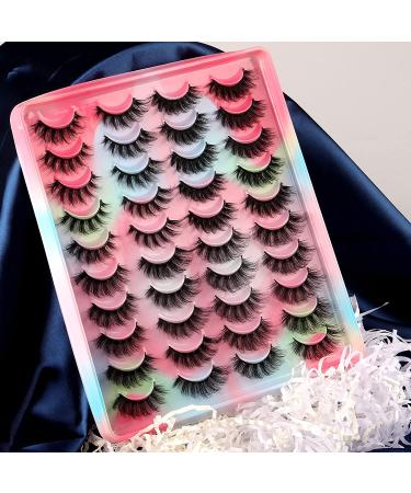 20 Pairs Natural Fluffy Cat Eye False Eyelashes - 4 Styles Wispy 5D Faux Mink Multipack - Buy Online on SooperMarket.com