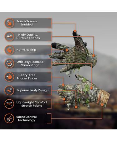 QuikCamo Mossy Oak & Realtree 3D Leafy Camo Hunting Gloves | Touch Screen/Fingerless | NWTF Obsession | Large/XL - Buy Online on SooperMarket.com
