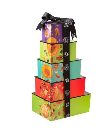Dried Fruits & Nuts Tower Gift Basket - 5 Tier Gourmet Platter, Healthy Kosher Snack Box for Birthday & Anniversary - Care Package for Men, Women, Adults | Oh! Nuts - Buy Online on SooperMarket.com