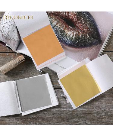 DECONICER 300pcs Imitation Gold Leaf Sheets for Resin - 3 Multi-Color Gold Foil Sheets (Gold Silver Rose Gold) - Ideal for Art Crafts, Resin Painting, Furniture Decoration - 3.15x3.35 inches - Buy Online on SooperMarket.com