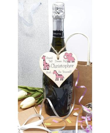 Personalized Plum Penguin Wooden Hanging Heart Plaque - Be Brave, Dream Big, Be Yourself | Pink Safari Animals Nursery Wall Decoration - New Baby Gift - Buy Online on SooperMarket.com